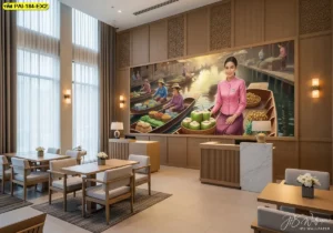 วอลเปเปอร์แต่งร้านผลไม้สไตล์ไทย ทำให้ร้านดูโดดเด่นและเหมาะกับการสร้างมุมถ่ายรูปภายในร้าน