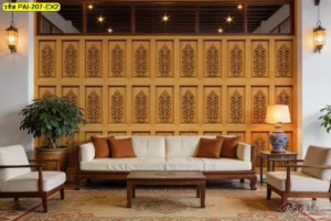 Classic wooden wall panel mural ทำให้พื้นที่ดูหรูสงบและเหมาะกับงานออกแบบแนว classic modern