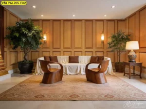 วอลเปเปอร์ลายไม้ตกแต่งภายใน เพิ่มความรู้สึกอบอุ่นให้ผนังสูงและทำให้ห้องดูน่าอยู่มากขึ้น