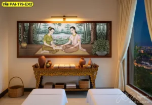 ภาพวาดตกแต่งร้านนวด เหมาะกับร้านที่ต้องการผนังสวยเรียบและคงบรรยากาศผ่อนคลายภายในห้อง