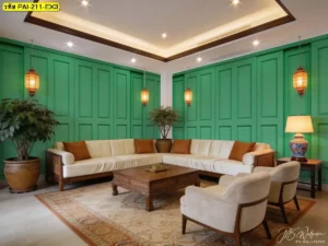 ภาพติดผนังลายไม้คลาสสิก ทำให้ผนังห้องดูเต็มอย่างพอดีและช่วยขับแสงไฟให้ดูนุ่มขึ้น