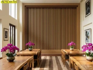 วอลเปเปอร์ลายไม้ตกแต่งผนัง เหมาะกับห้องที่มีแสงธรรมชาติเข้า ช่วยขับโทนไม้ให้ดูสวยยิ่งขึ้น