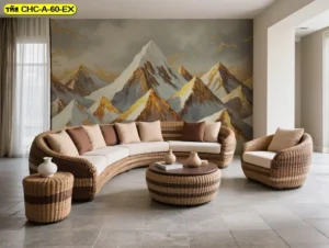 ภาพวาดภูเขาสีทองสไตล์จีน เหมาะกับบ้านที่ต้องการผนังศิลปะที่ดูสงบ สง่างาม และมีความประณีต