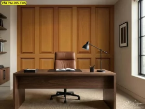 ภาพลายไม้ตกแต่งผนัง ช่วยให้ห้องดูละเมียดและเข้ากับของตกแต่งจากหวาย ผ้าทอ และไม้ธรรมชาติ