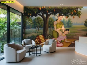 วอลเปเปอร์นวดแผนไทย ทำให้ร้านดูสงบ สุภาพ และเหมาะกับการสร้างประสบการณ์ผ่อนคลายให้ลูกค้า