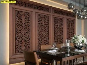 วอลเปเปอร์ลายไม้ตกแต่งผนัง เหมาะกับมุมรับประทานอาหารที่ต้องการอารมณ์ cozy และดูสะอาดตา