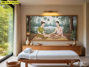 วอลเปเปอร์ลายผู้หญิงไทย ช่วยให้ร้านมีเสน่ห์เฉพาะตัว และดูอ่อนช้อยแบบศิลปะไทยร่วมสมัย