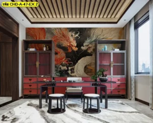 Lucky dragon wall mural ทำให้ผนังดูมีเอกลักษณ์และเข้ากับการตกแต่งสไตล์หรูแบบเอเชีย