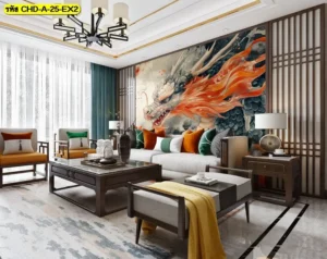 วอลเปเปอร์ติดผนังลายมังกร เหมาะกับพื้นที่ที่ต้องการความน่าเกรงขามและความงามแบบศิลปะจีนร่วมสมัย