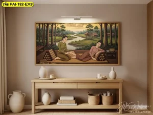 ภาพศิลปะตกแต่งร้านนวด เหมาะกับมุมต้อนรับหรือทางเดินภายในร้าน เพื่อเพิ่มความต่อเนื่องของธีม