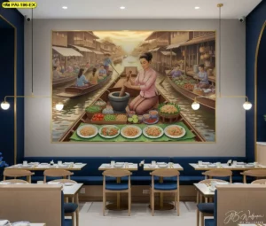 วอลเปเปอร์ตกแต่งร้านส้มตำ ทำให้ร้านดูมีสีสัน น่าสนใจ และเหมาะกับการสร้างมุมถ่ายรูปภายในร้าน