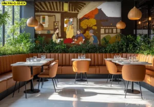 วอลเปเปอร์ลายวิถีชีวิตเกาหลี เหมาะกับการตกแต่งร้านอาหารเกาหลี ที่ต้องการสะท้อนเสน่ห์ชีวิตประจำวันแบบดั้งเดิม