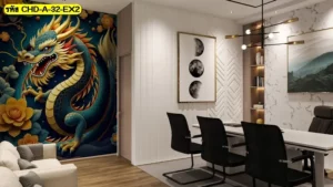 Lucky dragon wall mural เหมาะกับการสร้างผนังเด่นที่มีความหมายและให้ภาพรวมที่น่าจดจำ