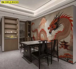 วอลเปเปอร์ภาพวาดมังกร ช่วยให้ผนังดูมีมิติและเข้ากับงานตกแต่งภายในที่ต้องการความโดดเด่นแบบมีรสนิยม