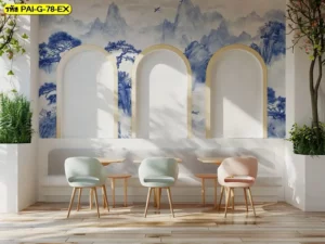 วอลเปเปอร์เกาหลีสมัยโบราณ เหมาะกับการตกแต่งผนังร้านอาหารเกาหลี ที่ต้องการโทนสงบ สุภาพ และร่วมสมัย