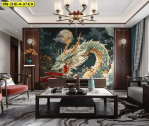 ภาพวาดมังกรจีน เหมาะกับผนังหลังโซฟาหรือมุมหลักที่ต้องการลายศิลปะอันทรงพลังและดูมีระดับ