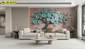 ภาพต้นไม้ 3D ติดผนัง ช่วยสร้างความรู้สึกใกล้ชิดธรรมชาติ และทำให้ห้องดูสงบขึ้นอย่างชัดเจน