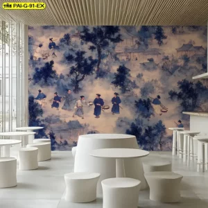 ตกแต่งผนังร้านอาหารเกาหลี ด้วยภาพวาดเกาหลีโบราณ ช่วยดึงสายตาและสร้างจุดเด่นให้ผนังดูน่าสนใจยิ่งขึ้น