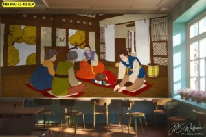 วอลเปเปอร์ลายธรรมชาติเกาหลี เพิ่มความผ่อนคลายให้พื้นที่รับประทานอาหาร เหมาะกับร้านที่ต้องการโทนละมุนสบายตา