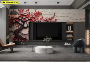 วอลเปเปอร์ลายต้นไม้ 3 มิติ เหมาะกับห้องที่ต้องการความเป็นธรรมชาติและความลึกของผนังอย่างลงตัว