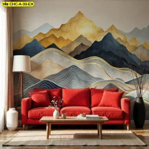 วอลเปเปอร์ภูเขาฮวงจุ้ย ช่วยสร้างภาพรวมของห้องให้ดูสงบ สุภาพ และเข้ากับเฟอร์นิเจอร์หลายโทนสี