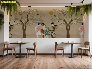 วอลเปเปอร์เกาหลีสมัยโบราณ ให้ความรู้สึกสงบ สุขุม และเหมาะกับการตกแต่งร้านอาหารเกาหลี ในโทนเรียบหรู