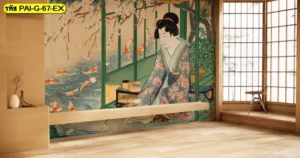 วอลเปเปอร์ลายวิถีชีวิตเกาหลีแนวภาพวาดตลาดโบราณ ใช้เป็นภาพติดผนังเกาหลีโบราณสร้างบรรยากาศร้านอาหารเกาหลี