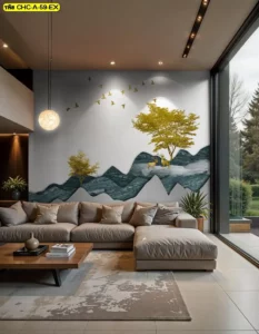 วอลเปเปอร์ลายภูเขาจีน สื่ออารมณ์ศิลปะตะวันออกได้ชัดเจน เหมาะกับบ้านที่ต้องการความสงบมีระดับ