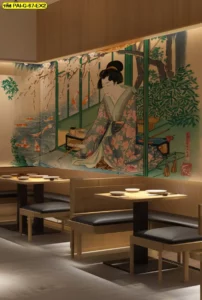 ภาพวาดวิถีชีวิตเกาหลีสมัยโบราณพร้อมฉากบ้านฮันอก เหมาะกับวอลเปเปอร์ร้านอาหารเกาหลีสไตล์วัฒนธรรมดั้งเดิม