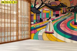 วอลเปเปอร์เกาหลีสมัยโบราณลายภูมิทัศน์ภูเขา ช่วยสร้างบรรยากาศธรรมชาติแบบวอลเปเปอร์ลายธรรมชาติเกาหลี