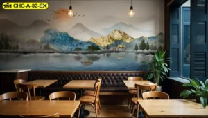 ภาพติดผนังลายภูเขาฮวงจุ้ย ช่วยขับความโดดเด่นของผนังหลักในบ้านให้ดูน่ามองและมีสมดุลทางสายตา