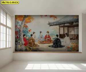 ภาพวาดวิถีชีวิตเกาหลี ช่วยเติมเสน่ห์ให้ตกแต่งร้านอาหารเกาหลี ดูนุ่มนวล เป็นธรรมชาติ และมีคาแรกเตอร์