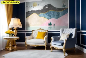 วอลเปเปอร์ภูเขาสำหรับบ้าน ช่วยให้พื้นที่นั่งเล่นดูผ่อนคลาย และมีมิติที่ทำให้ห้องไม่นิ่งจนเกินไป