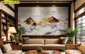 Mountain wallpaper mural เหมาะกับพื้นที่พักผ่อนที่ต้องการบรรยากาศนิ่งสบายตาและมีจุดเด่นอย่างลงตัว