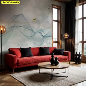 วอลเปเปอร์มงคลลายภูเขา ช่วยเติมอารมณ์อบอุ่นให้ผนัง พร้อมทำให้พื้นที่โดยรวมดูเรียบร้อยและน่าพักผ่อน