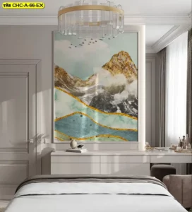 Mountain wallpaper mural โทนหรูร่วมสมัย ช่วยให้พื้นที่ภายในดูโปร่ง นุ่มนวล และน่ามองตลอดทั้งห้อง