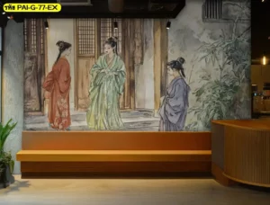 ภาพวาดชุดฮันบก ช่วยยกระดับตกแต่งผนังร้านอาหารเกาหลี ให้ดูอ่อนช้อยและมีอัตลักษณ์ทางวัฒนธรรม